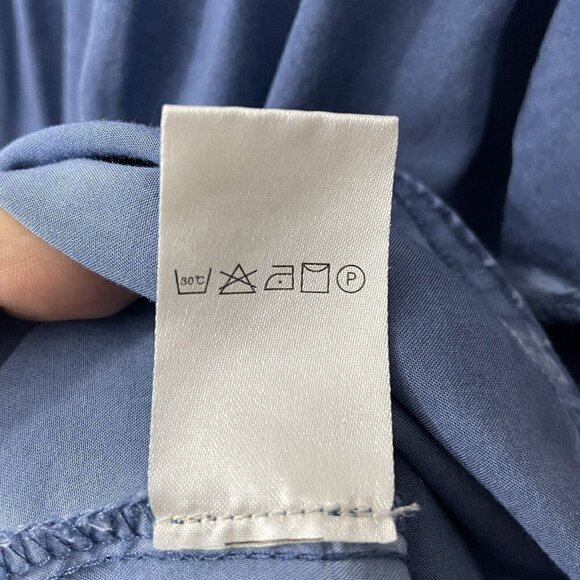 Temperance Boho T-Shirt Top Womens L Blue Crochet Blouse Tassel Lace Fringe EUC - Picture 10 of 10